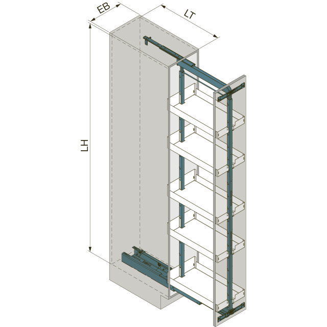 Estructura tubular de altura ajustable para Hochschrank Standard
